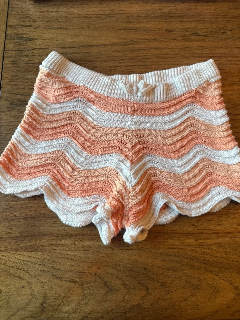 Jessica Simpson Peach and White Crochet Sweater Top